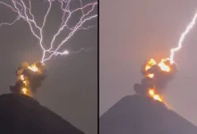 Photo of Horrifying footage shows what happens when lightning strikes an active volcano
